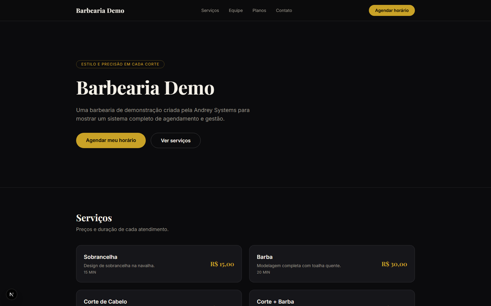 Barbearia Demo public booking page